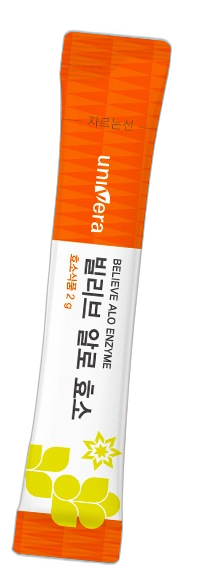 빌리브 알로 효소 스틱 — 주황과 흰색 포장, BELIEVE ALO ENZYME 효소식품 2 g